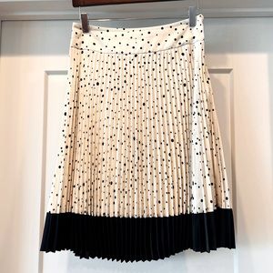 Ann Taylor Pleated Skirt - Midi, Navy & Cream